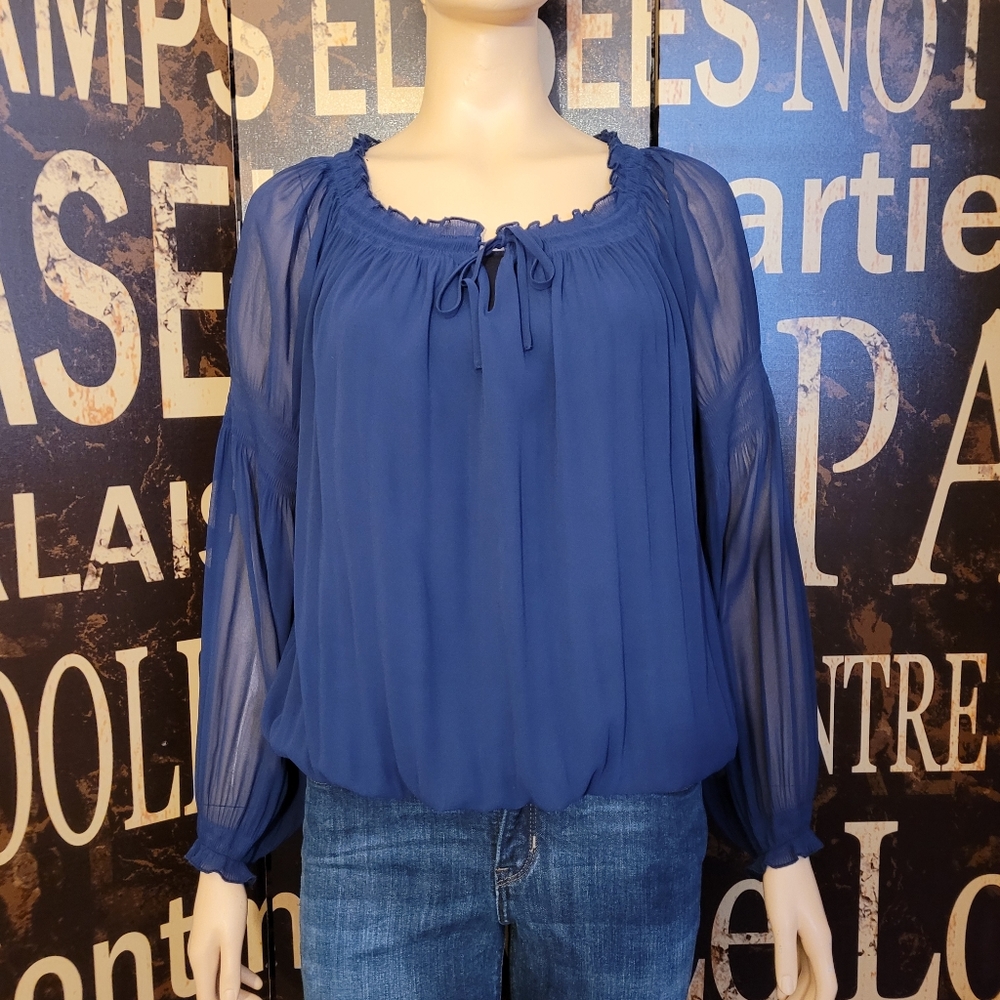 🎉HOST PICK🎉 Express Sheer Tie Front Long Sleeve Blouse